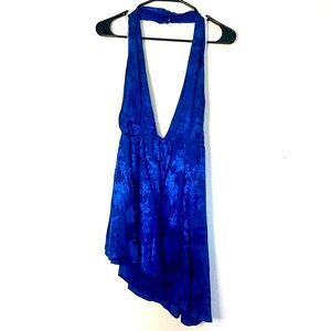 Lovers + Friends Blue Asymmetrical Plunge Dress